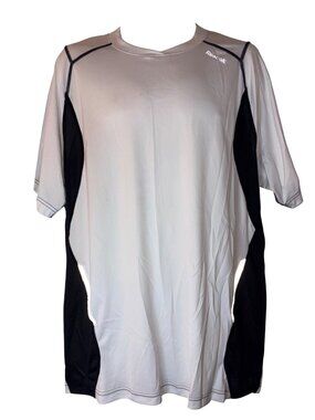 Reebok Mens White & Black Mesh Panel Athletic Shirt Short Sleeve Lightweight Bre